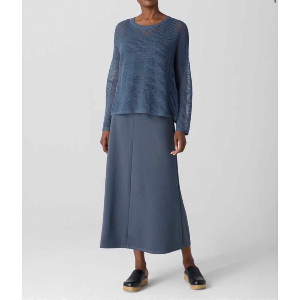 Eileen Fisher $188 Lightweight Ponte A-Line Skirt Eclipse medium NEW - Picture 3 of 16